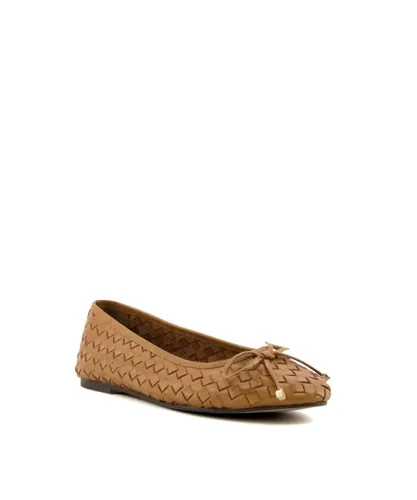 Dune London Womens Ladies Hartlyns - Woven Ballet Pumps - Tan Leather (archived)