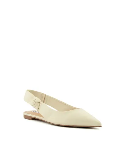 Dune London Womens Ladies HEIGHTEN Knot-Detail Slingback Flats - Beige Leather (archived)