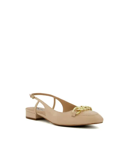 Dune London Womens Ladies Hippity - Snaffle-Trim Flat Slingback Pumps - Blush Leather (archived)