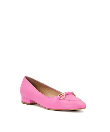 Dune London Womens Ladies Hippy - Leather Snaffle Trim Ballet Pumps - Pink Leather (archived)