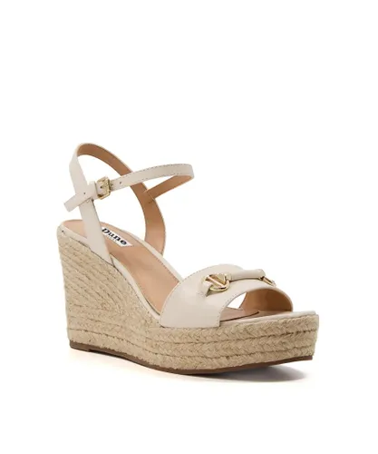 Dune London Womens Ladies Kai - Snaffle-Trim Leather Espadrille Wedges - Beige Leather (archived)