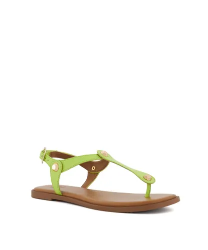 Dune London Womens Ladies Larter - Casual Flat Sandals - Green Leather (archived)