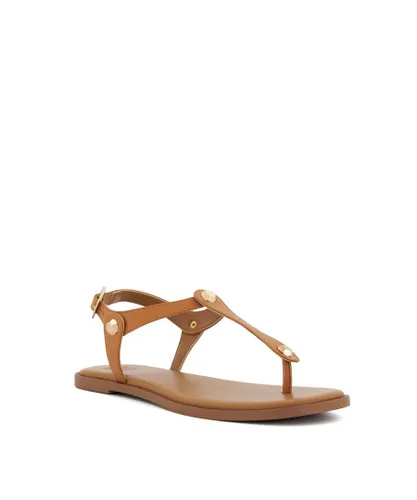 Dune London Womens Ladies Larter - Casual Flat Sandals - Tan Leather (archived)