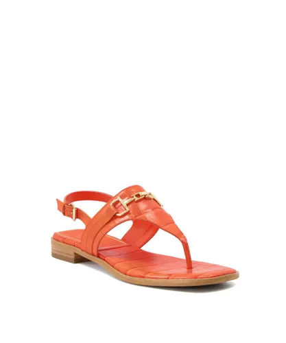 Dune London Womens Ladies Lexley - Casual Thong-Strap Sandals - Orange Leather (archived)