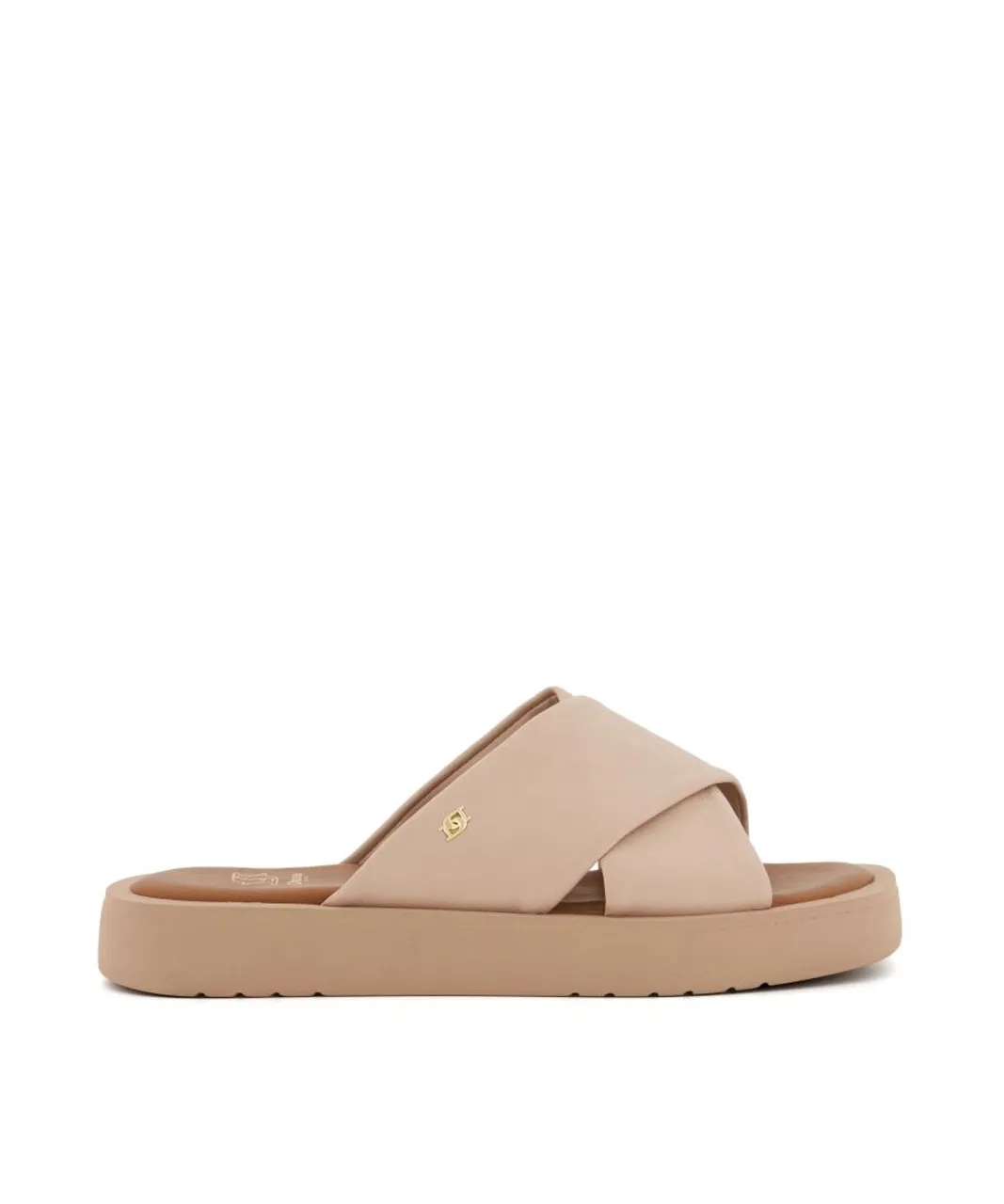 Dune London Womens Ladies Liquor - Flat Casual Sandals - Nude Leather (archived)
