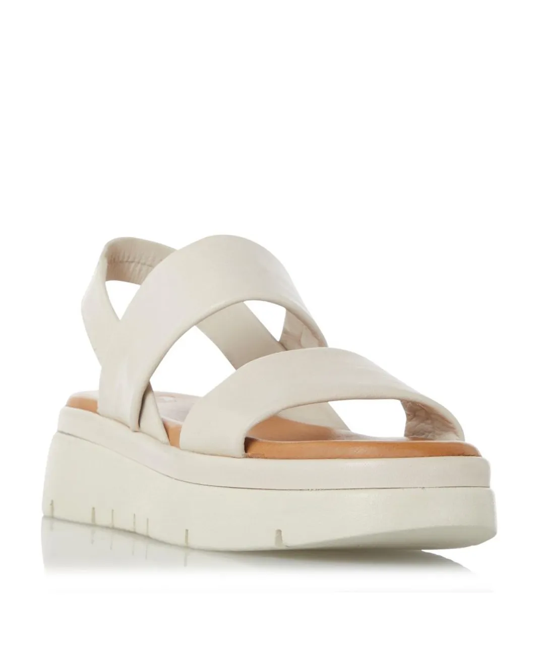 Dune London Womens Ladies LOCATION Padded Flatform Sandals - Beige Leather (archived)