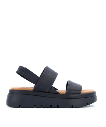 Dune London Womens Ladies LOCATION Padded Flatform Sandals - Black Leather (archived)