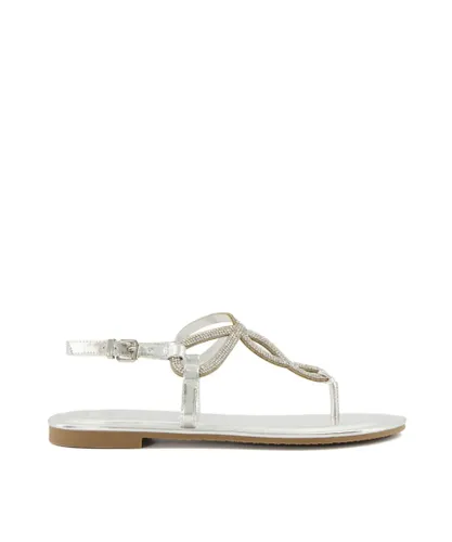 Dune London Womens Ladies Logic - Twist Toe-Post Sandals - Silver Leather (archived)