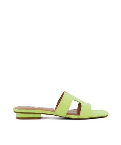 Dune London Womens Ladies Loupe - Smart Slider Sandals - Green Leather (archived)