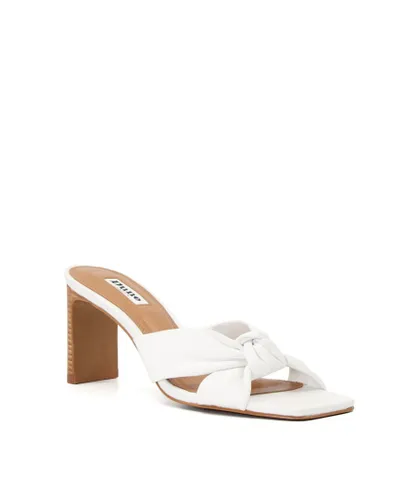 Dune London Womens Ladies Maize - - Knot-Detail Open-Toe Mules - White Leather (archived)