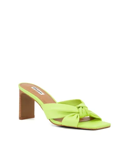 Dune London Womens Ladies Maize - Knot-Detail Open-Toe Mules - Green Leather (archived)