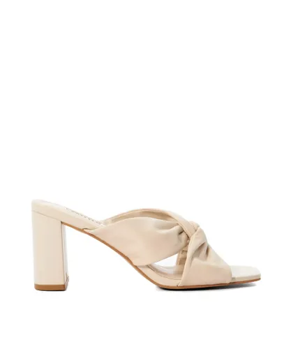 Dune London Womens Ladies Maizing - Knot Detail Heeled Mules - Cream Leather (archived)