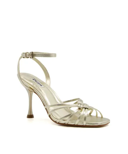 Dune London Womens Ladies Manner - Heeled Leather Sandals - Gold Leather (archived)