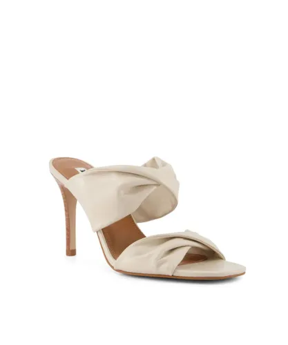 Dune London Womens Ladies METTLE Knotted Front High Heeled Mule Sandals - Nude Leather (archived)