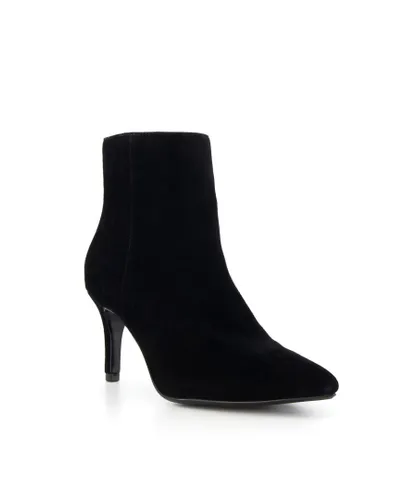 Dune London Womens Ladies Obsessive 2 - Kitten Heel Pointed Toe Ankle Boots - Black Suede