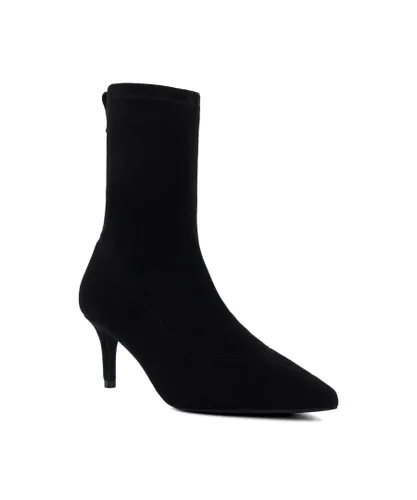 Dune London Womens Ladies Occupy - Stiletto-Heeled Sock Boots - Black Micro Fibre