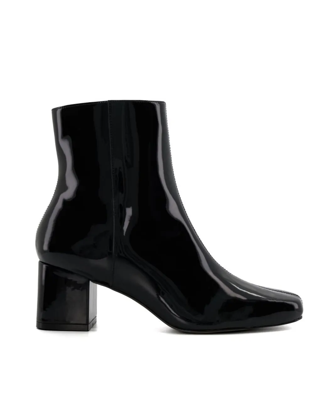 Dune London Womens Ladies Onsen - Metal-Pleated Block-Heel Ankle Boots - Black Leather (archived)