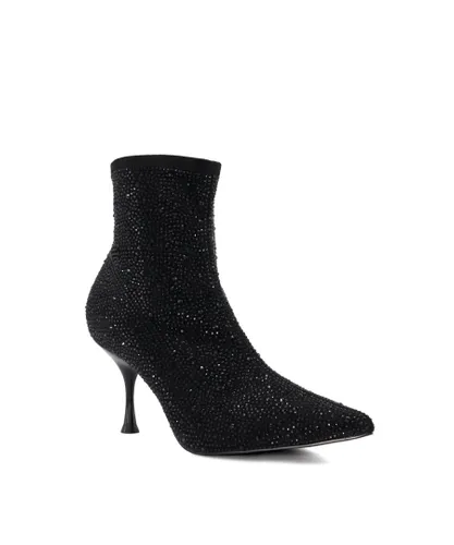 Dune London Womens Ladies Onslowe - Heeled Ankle Boots - Black Micro Fibre