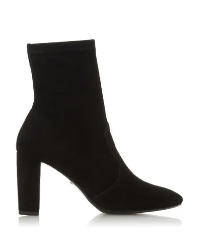 Dune London Womens Ladies OPTICAL Stretch Sock Ankle Boots - Black Suede