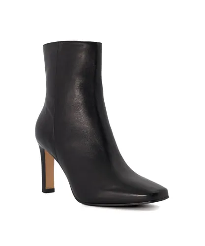 Dune London Womens Ladies Oxygen - Leather Angular-Heeled Ankle Boots - Black Leather (archived)