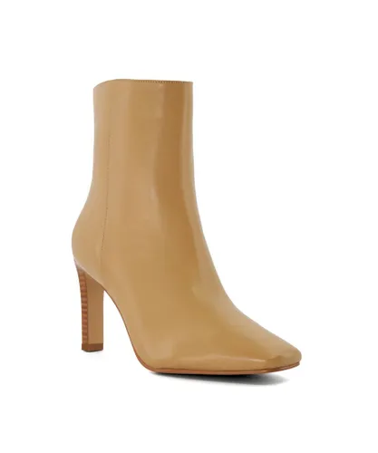 Dune London Womens Ladies Oxygen - Leather Angular-Heeled Ankle Boots - Camel Leather (archived)