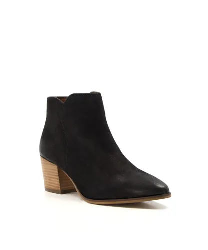 Dune London Womens Ladies PARLOR Heeled Suede Ankle Boots - Black
