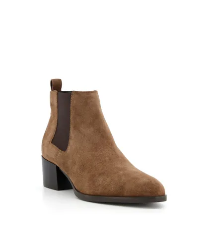 Dune London Womens Ladies PAYGER Suede Low Heel Chelsea Boots - Taupe