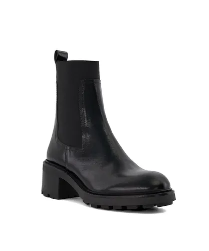 Dune London Womens Ladies Perfect - Block-Heeled Ankle Boots - Black Leather (archived)