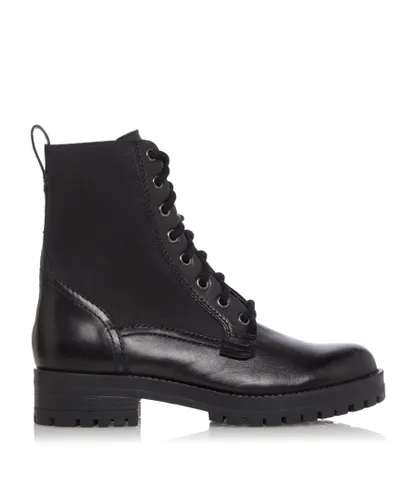 Dune London Womens Ladies Perrie Xx - Lace Up Boots - Black Leather