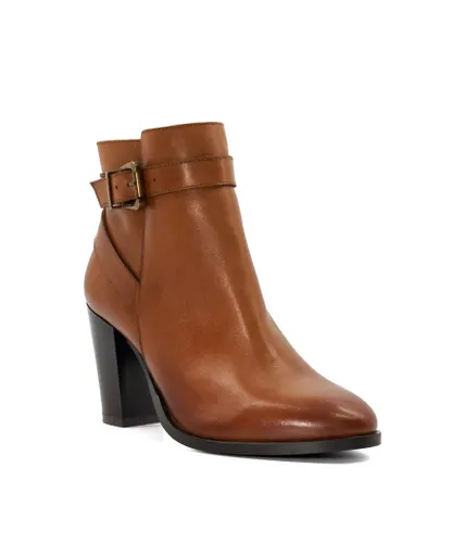 Dune London Womens Ladies Philippa 2 - Cone Heeled Ankle Boots - Tan Leather (archived)