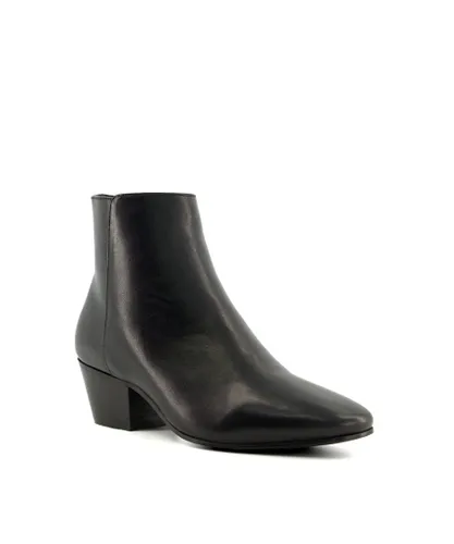 Dune London Womens Ladies Pisco - Western-Style Ankle Boots - Black Leather (archived)