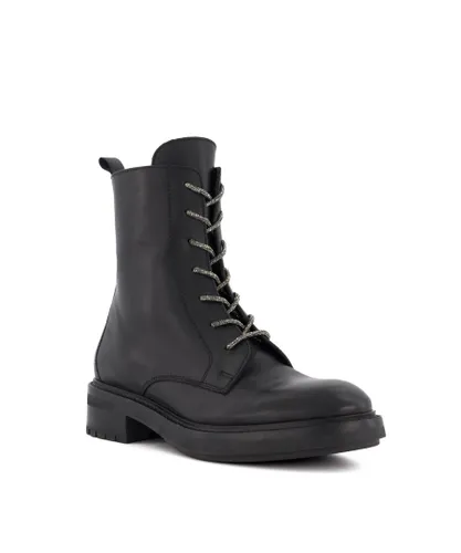 Dune London Womens Ladies Purplex - Casual Lace-Up Boots - Black Leather (archived)
