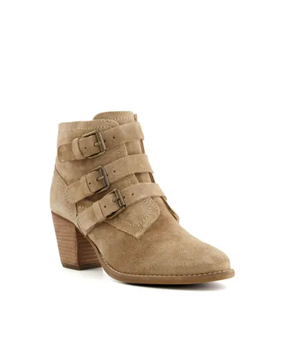 Dune London Womens LADIES PUZZLER - - Buckled Suede Ankle Boots - Natural