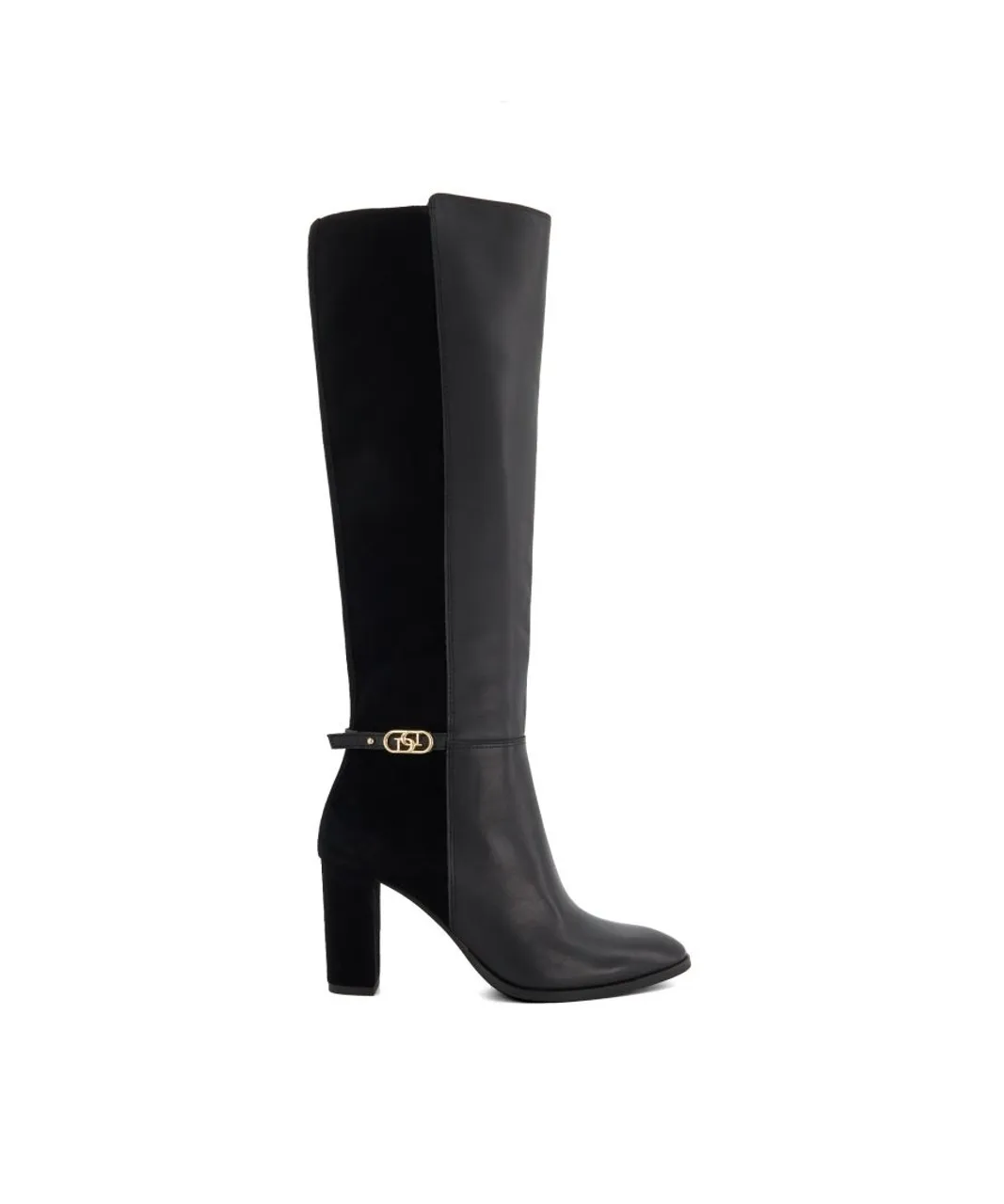 Dune London Womens Ladies Solia - Heeled Knee-High Boots - Black Leather (archived)