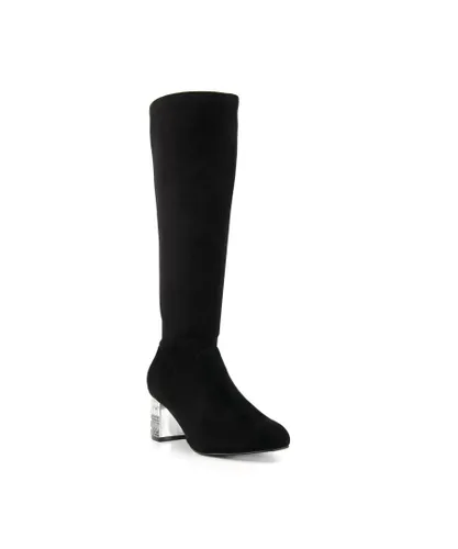 Dune London Womens Ladies Stargazer - Gem-Embellished Suede Knee-High Boots - Black