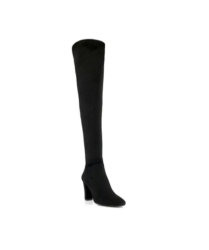 Dune London Womens Ladies SYRELL Stretch Over The Knee Boots - Black Micro Fibre