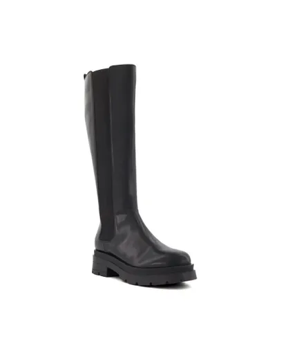 Dune London Womens Ladies Tammie - Chunky Knee-High Boots - Black Leather (archived)