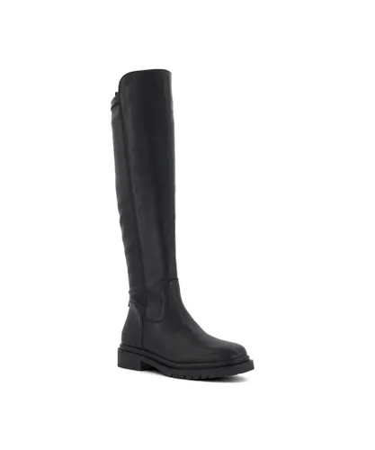 Dune London Womens Ladies Tempar - Cleather-Sole Knee-High Boots - Black Leather (archived)