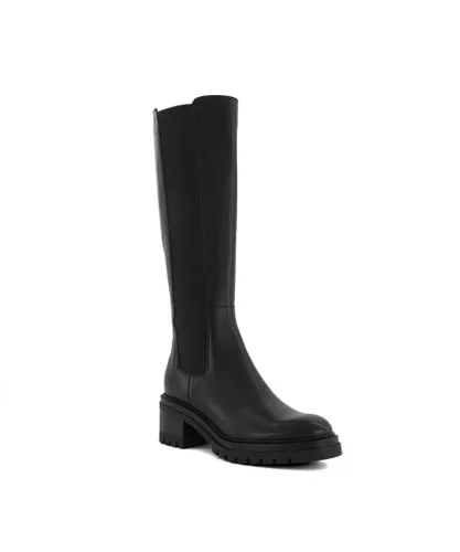 Dune London Womens Ladies Tesa - Casual Knee-High Chelsea Boots - Black Leather (archived)