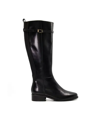 Dune London Womens Ladies TOPPA Buckle-Detail Leather Knee-High Boots - Black Leather (archived)