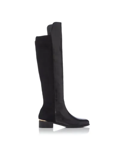 Dune London Womens Ladies Trische Luxe Xx - Embossed Knee Boots - Black Leather