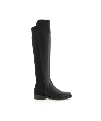 Dune London Womens Ladies Tropic - Over-The-Knee Stretch Boots - Black Suede