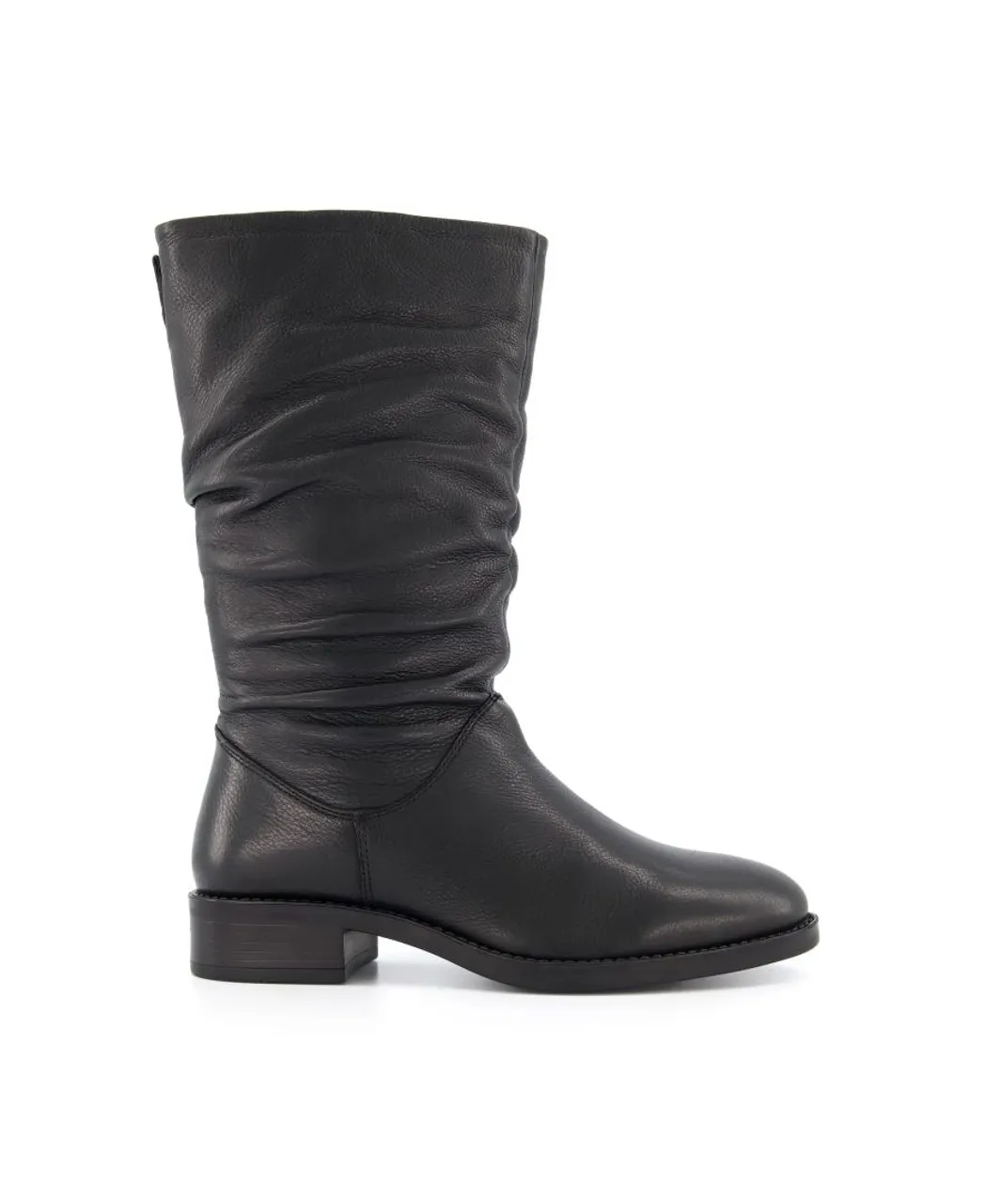 Dune London Womens Ladies Tyling - - Ruched Calf Boots - Black Leather (archived)