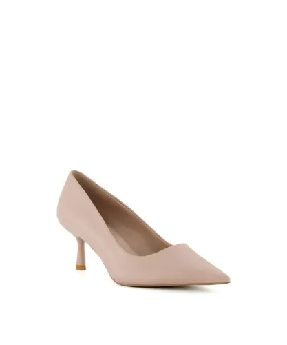 Dune London Womens Ladies Wf Angelina - Flare-Heel Court Shoes - Blush Leather (archived)