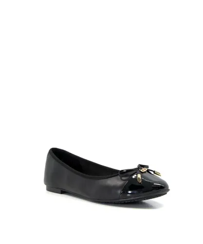 Dune London Womens Ladies Wf Hartlyn - Wide Fit Ballerina Shoes - Black Leather (archived)