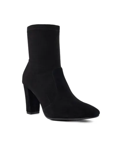Dune London Womens Ladies Wf Optical - Wide-Fit Heeled Ankle Boots - Black Suede