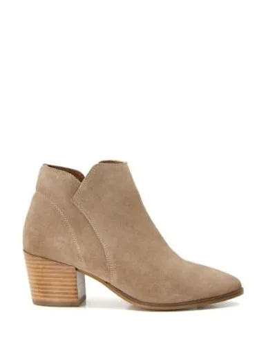Dune London Womens Leather Block Heel Ankle Boots - 6 - Sand, Sand