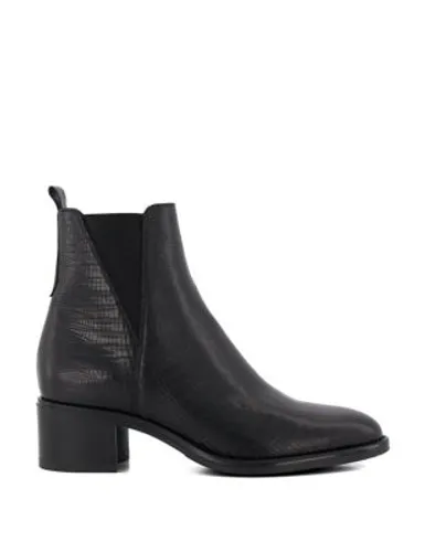 Dune London Womens Leather Block Heel Ankle Boots - 8 - Black, Black,Brown