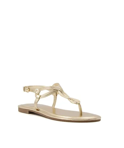 Dune London Womens LOGIC Twist Toe-Post Sandals - Gold Leather (archived)