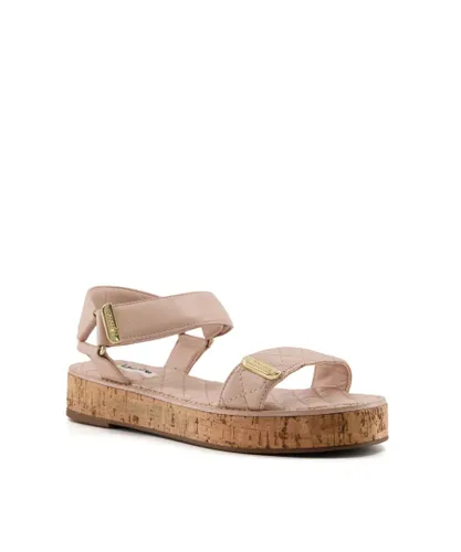Dune London Womens LUXX Quilted Corkscrew-Flatform Sandals - Nude Leather